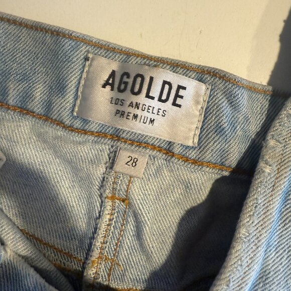 Agolde Distressed Light Wash Denim Skirt - Picture 7 of 7